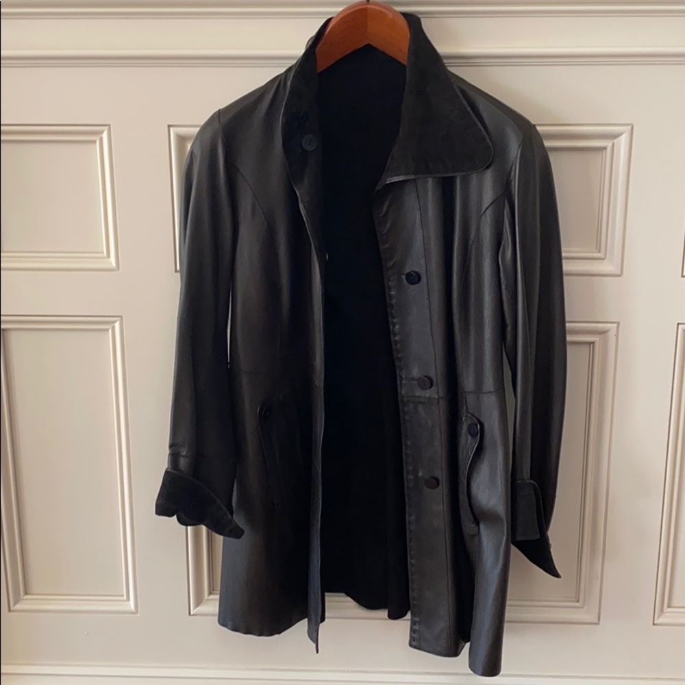 Woman’s Dark Brown leather/suede car length Jacket